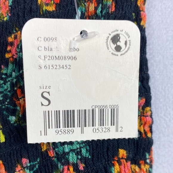 Free People NWT FP1 Maia Smocked Short - Floral Black Combo - Size Small - Picture 7 of 14